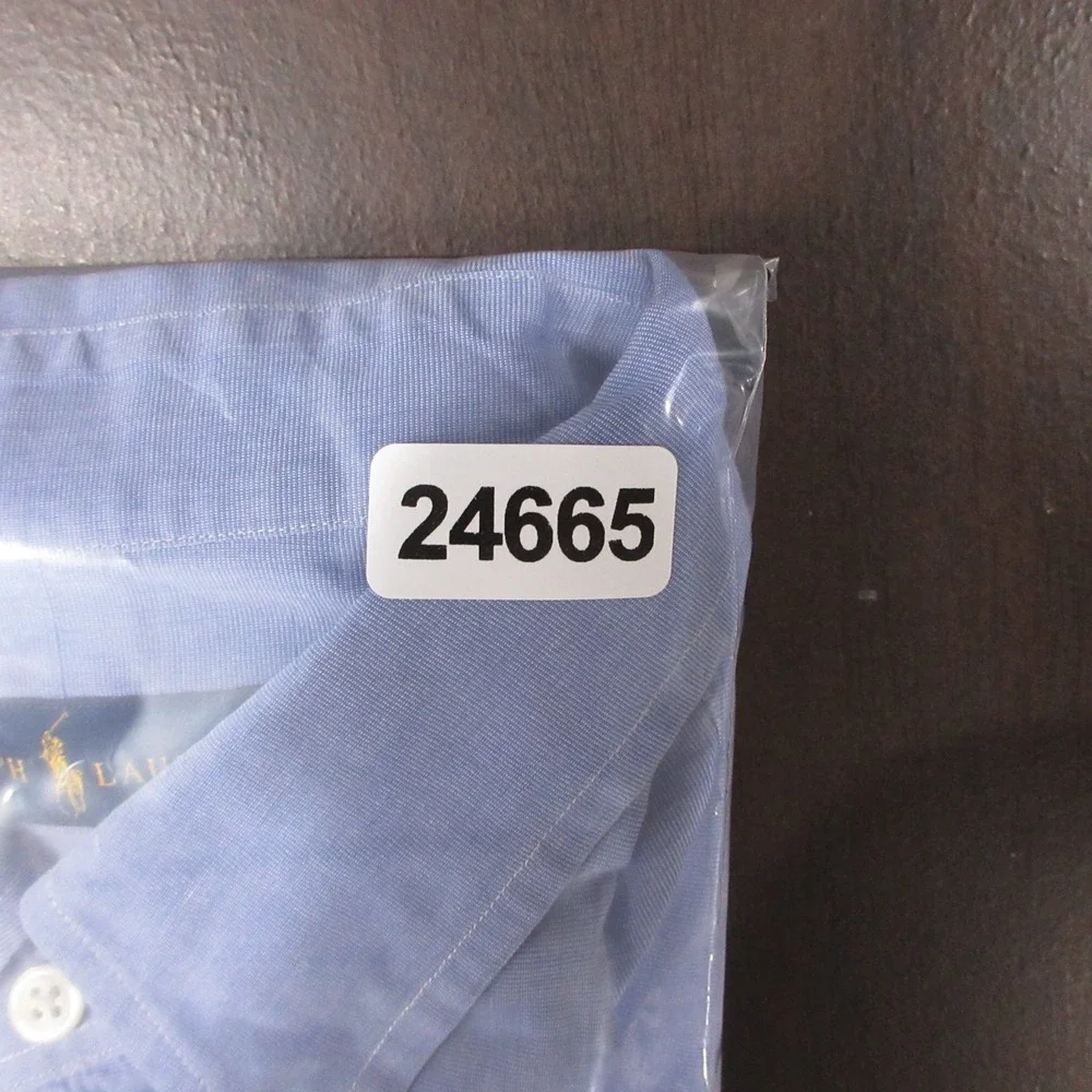Polo Ralph Lauren Shirt Mens 2XB Blue Solid Pony Logo Office Casual Button Up